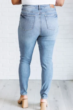 Justine High Rise Control Top Contrast Wash Skinny Jeans