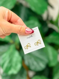 14K Gold Dipped Bow Stud Earrings