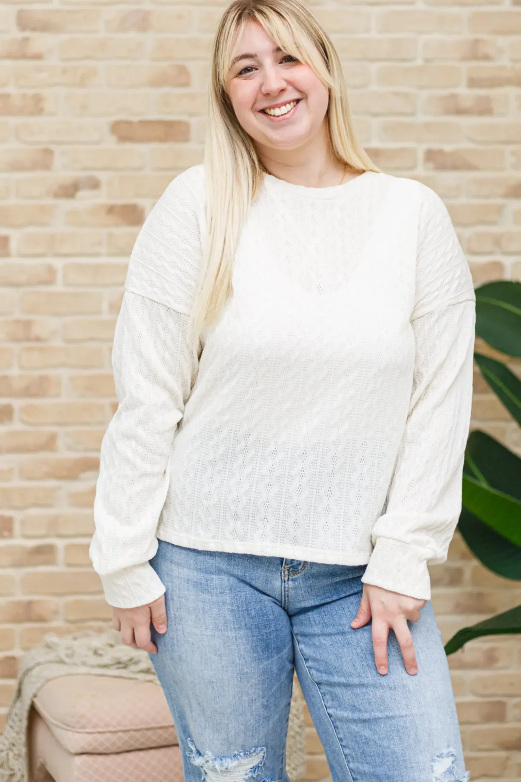 Keep Me Here Knit Sweater in Cream