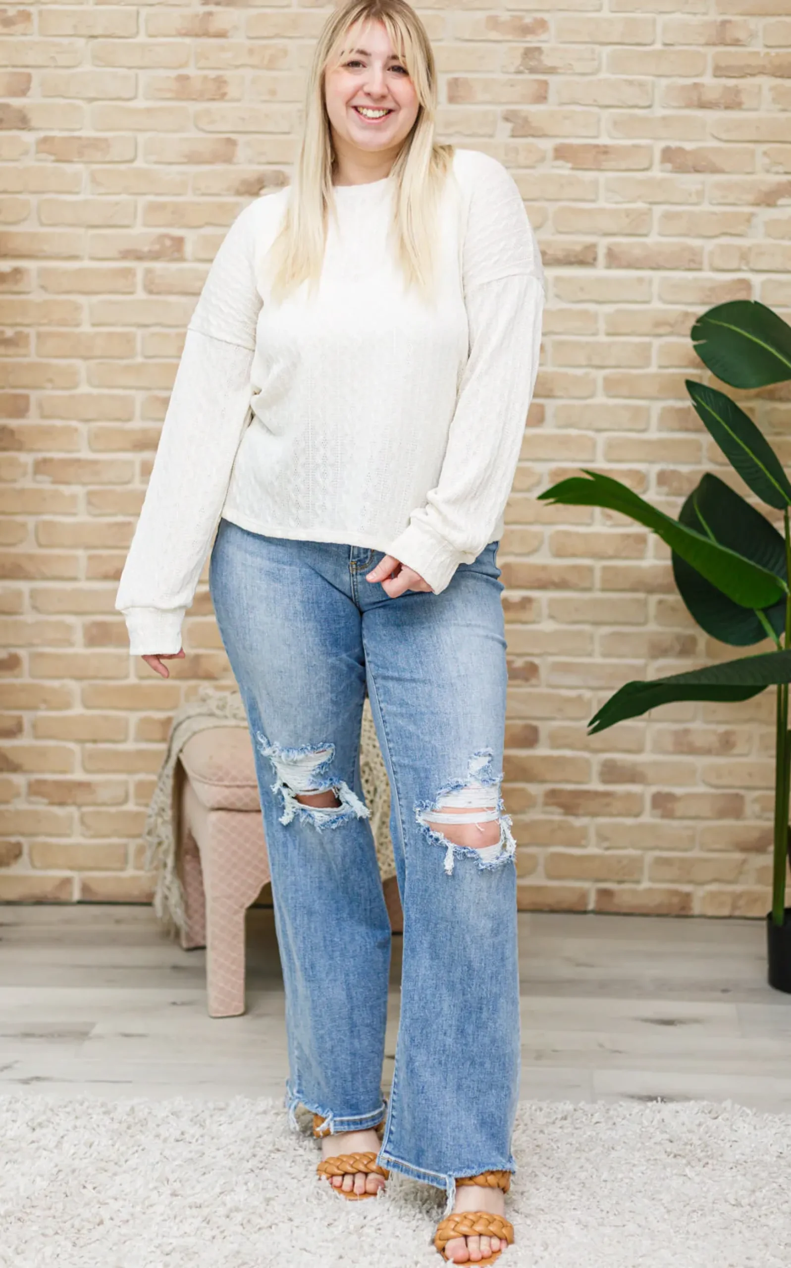 Keep Me Here Knit Sweater in Cream