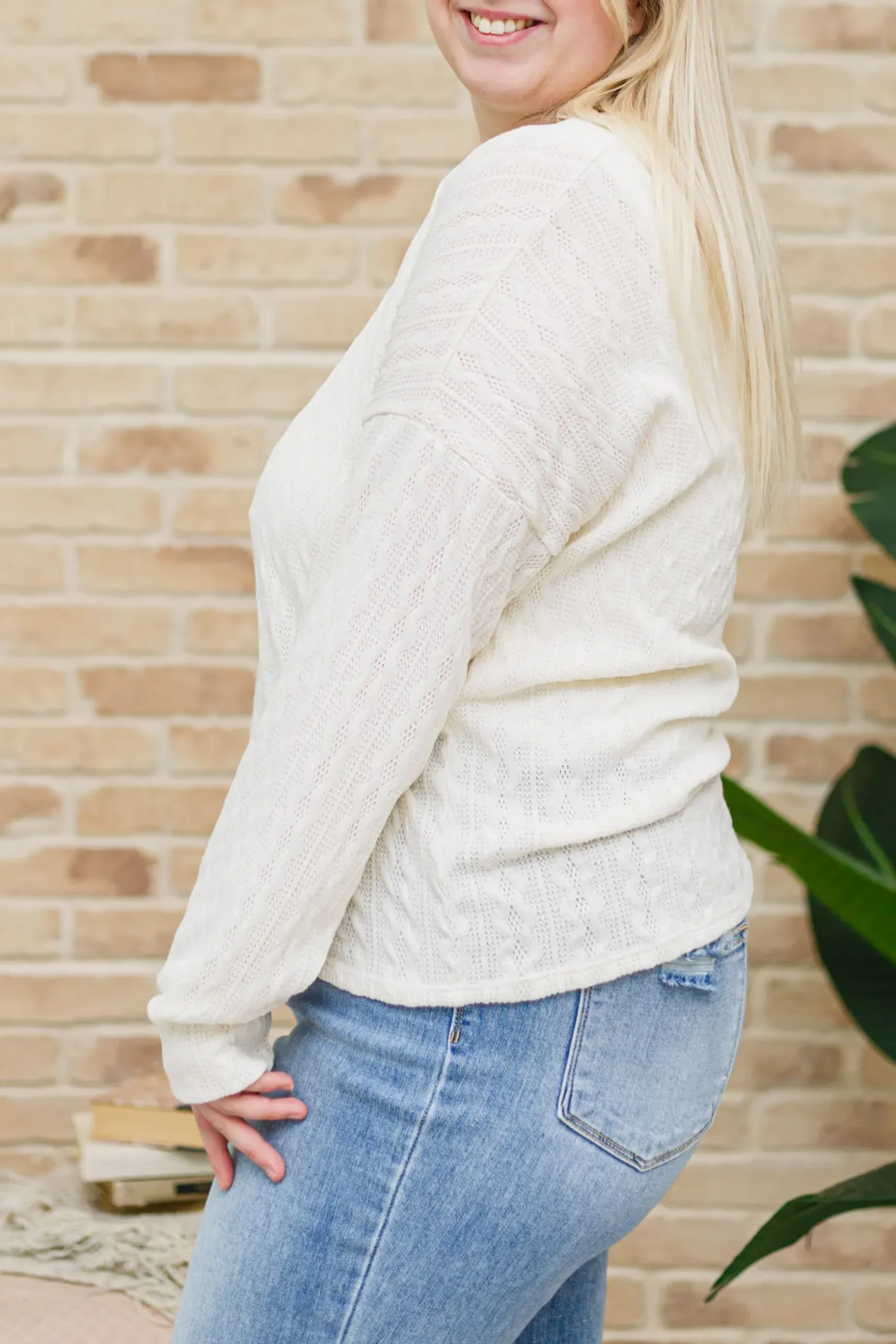 Keep Me Here Knit Sweater in Cream
