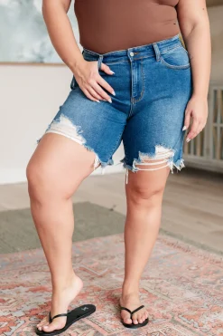 Kelsey Mid Rise Distressed Cutoff Shorts by Judy Blue