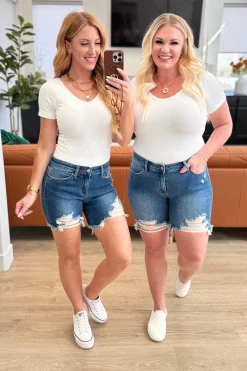 Kelsey Mid Rise Distressed Cutoff Shorts by Judy Blue