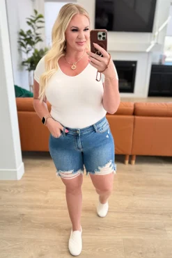 Kelsey Mid Rise Distressed Cutoff Shorts by Judy Blue