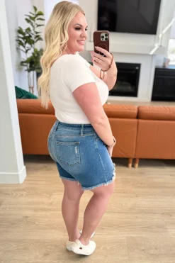 Kelsey Mid Rise Distressed Cutoff Shorts by Judy Blue