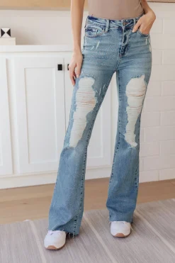 Kiana High Rise Heavy Destroy Flare Jeans by Judy Blue