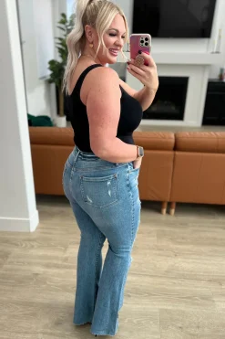 Kiana High Rise Heavy Destroy Flare Jeans by Judy Blue