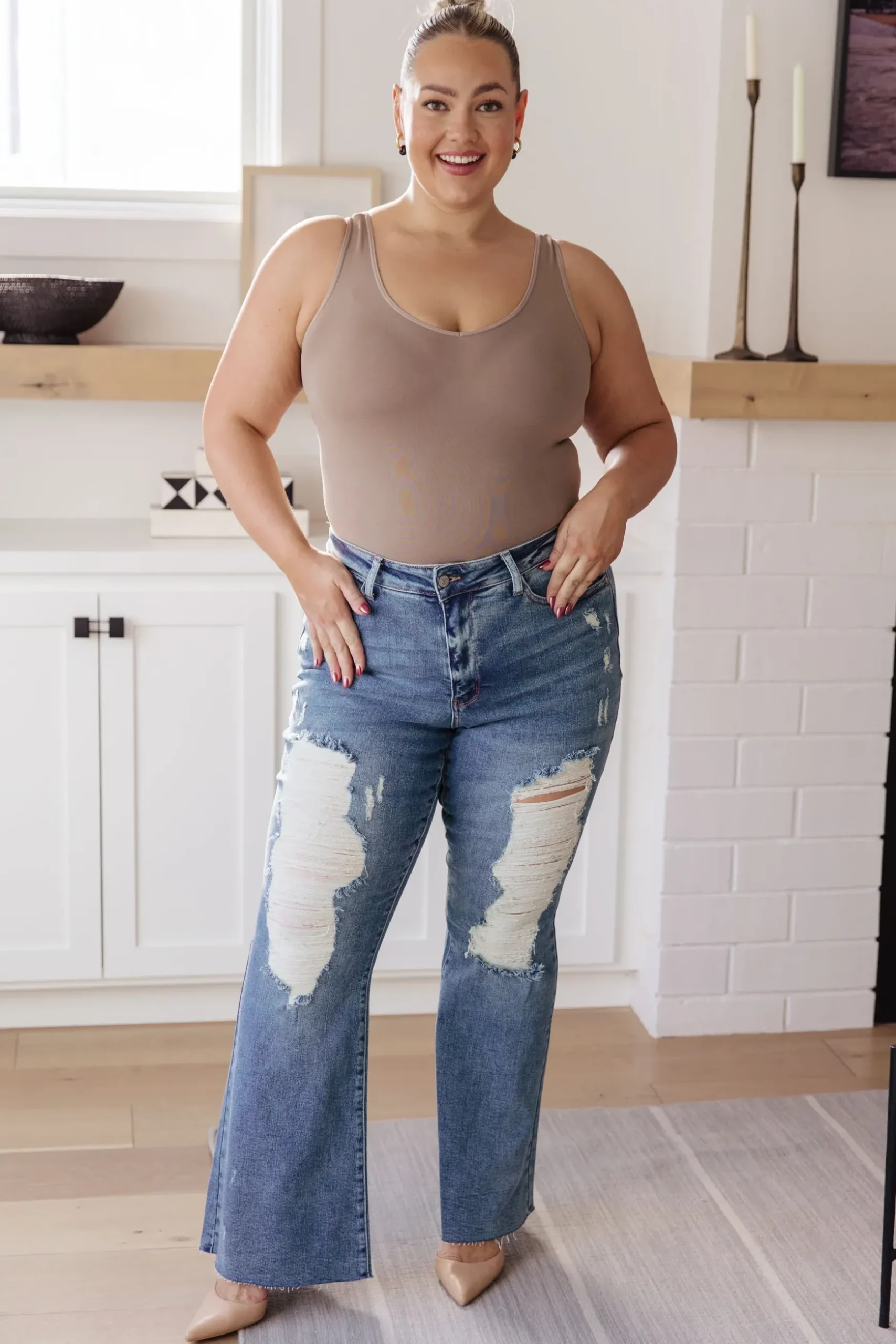 Kiana High Rise Heavy Destroy Flare Jeans by Judy Blue