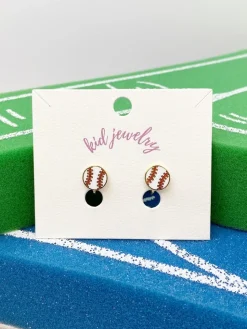 Kids Clip On Baseball Enamel Earrings