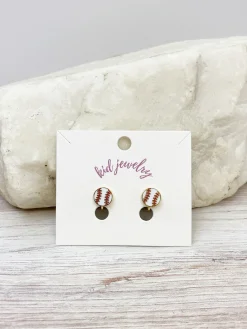 Kids Clip On Baseball Enamel Earrings