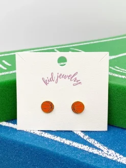 Kids Clip On Basketball Enamel Earrings