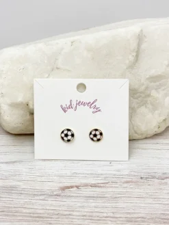 Kids Clip On Soccer Enamel Earrings