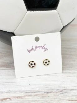 Kids Clip On Soccer Enamel Earrings