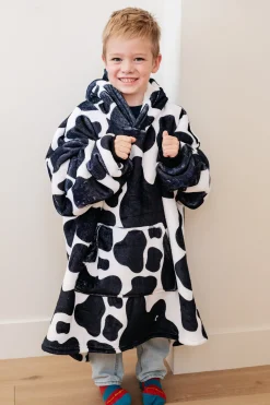Kids Oversized Hoodie Blanket in Cow