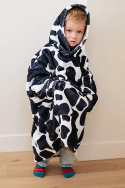 Kids Oversized Hoodie Blanket in Cow