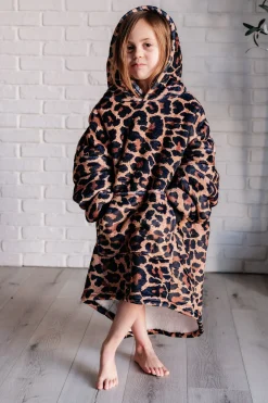 Kids Oversized Hoodie Blanket in Leopard
