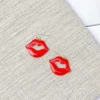Kisses Enamel Dangle Earrings - Red