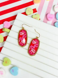 Kiss-Print Portrait Dangle Earrings