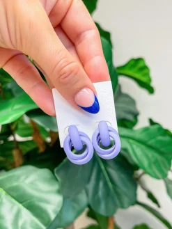 Knotted Loop Statement Stud Earrings - Lavender
