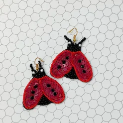 Ladybug Beaded Dangle Earrings