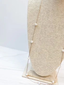 Lara Long Pearl Station Necklace - Rose Gold