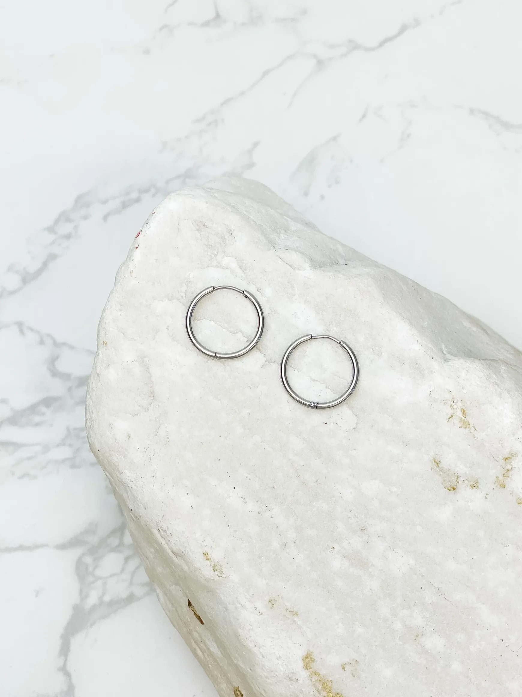 Large Stainless Steel Hoop Earrings - Silver