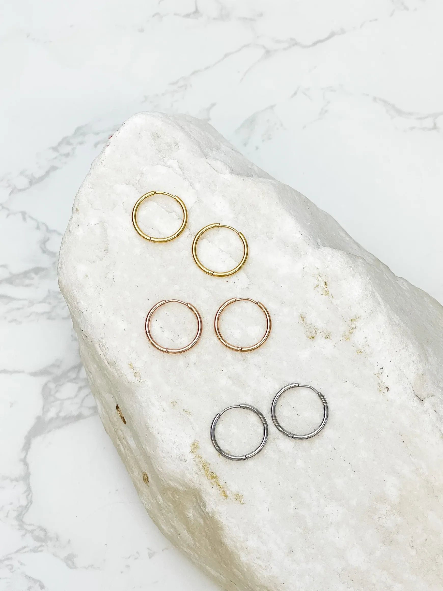 Large Stainless Steel Hoop Earrings - Silver