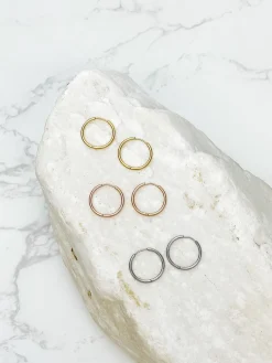 Large Stainless Steel Hoop Earrings - Rose Gold