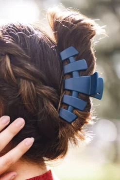 Large Teleties Claw Clip - Midnight Rain Navy