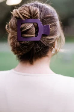 Large Teleties Flat Square Clip - Burgundy Bliss