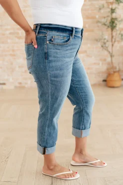 Laura Mid Rise Cuffed Skinny Capri Jeans by Judy Blue