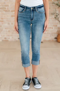 Laura Mid Rise Cuffed Skinny Capri Jeans by Judy Blue