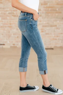 Laura Mid Rise Cuffed Skinny Capri Jeans by Judy Blue