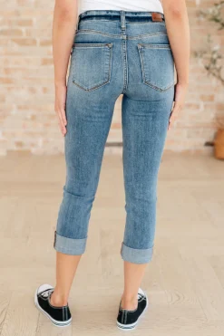 Laura Mid Rise Cuffed Skinny Capri Jeans by Judy Blue