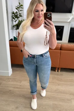 Laura Mid Rise Cuffed Skinny Capri Jeans by Judy Blue