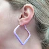 Lavender Ombre Square Hoop Earrings