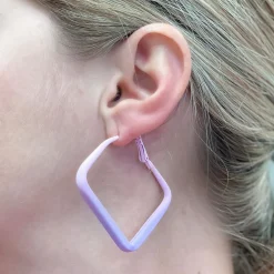 Lavender Ombre Square Hoop Earrings