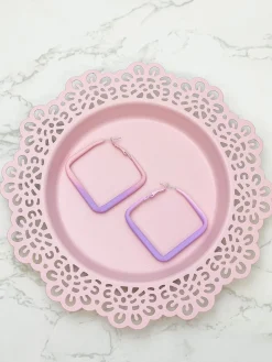 Lavender Ombre Square Hoop Earrings