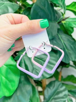 Lavender Ombre Square Hoop Earrings