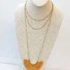 Layered Fringe Long Necklace - Mustard