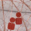 Layered Knit Clay Dangle Earrings - Red