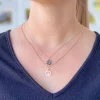 Layered Peace Sign Chain Necklace - Jet