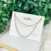 Layered Pearl & Rhinestone Necklace - Gold