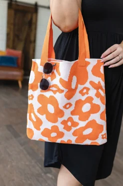 Lazy Daisy Knit Bag in Orange