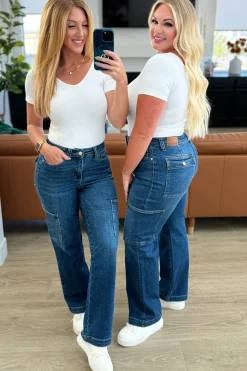 Leila High Rise Cargo Straight Jeans by Judy Blue