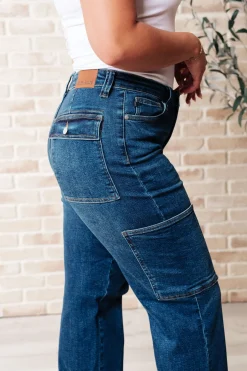 Leila High Rise Cargo Straight Jeans by Judy Blue