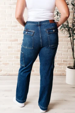 Leila High Rise Cargo Straight Jeans by Judy Blue