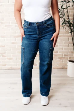 Leila High Rise Cargo Straight Jeans by Judy Blue