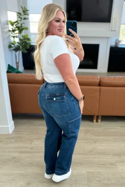 Leila High Rise Cargo Straight Jeans by Judy Blue