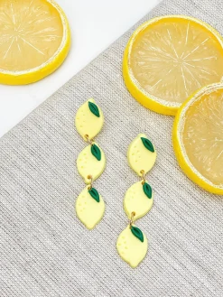 Lemon Charm Dangle Earrings